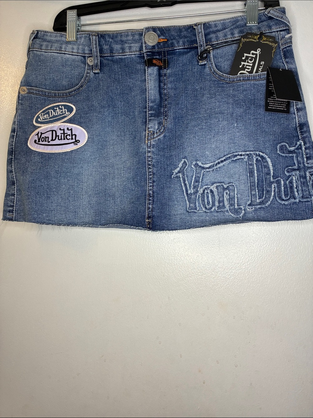 Famous Label Von Dutch Mini Skirt with Logo in Numerous Places NWT Size 9/29